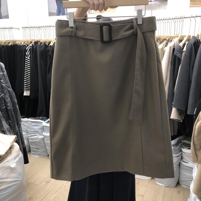 MOI-A韓國代購㊣女裝新品時尚休閑職業半身裙中短裙含腰帶MOI-A半身裙/中短裙