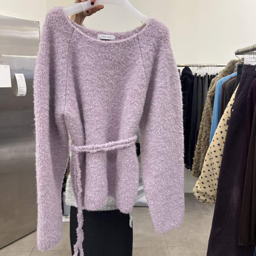 PORTS MOSS韓國直郵㊣女裝新品25秋冬職業真品休閑毛衣含腰帶PORTS MOSS毛衣