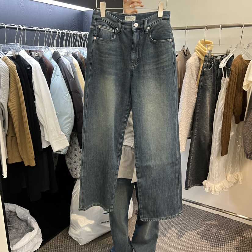 MORE THAN YESTERDAY/LOVE YOU SO MUCH東大門㊣代購女士新款推薦牛仔褲加絨LYSM/MORE THAN YESTERDAY牛仔褲