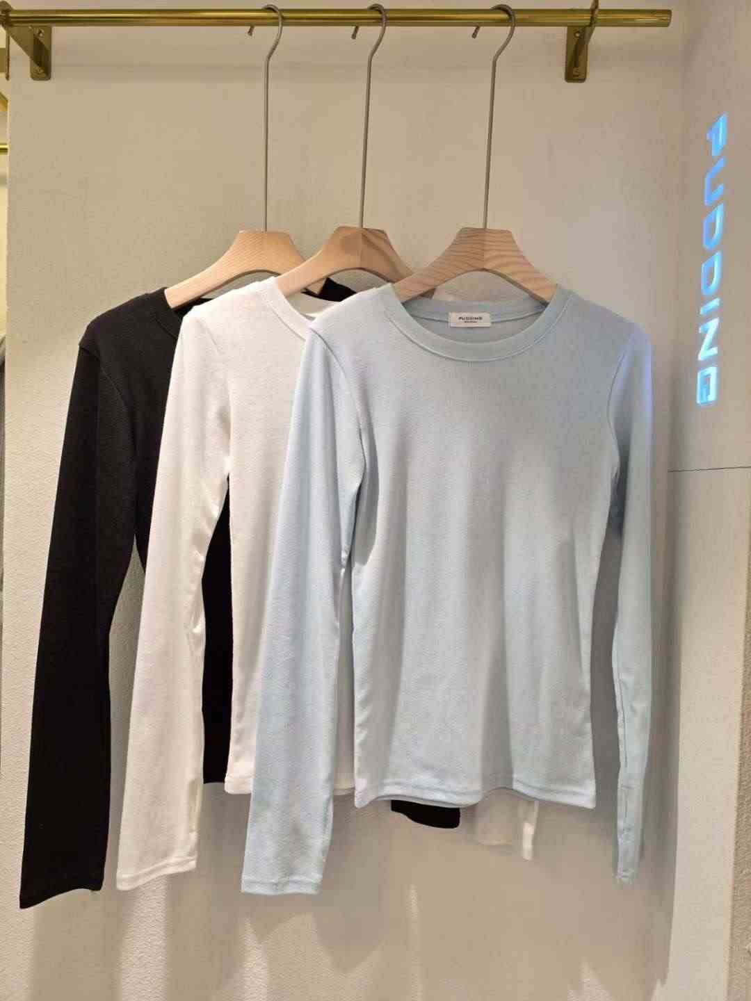 PUDDING東大門㊣實拍女士新品熱賣休閑職業真品推薦長袖T恤PUDDING長袖T恤