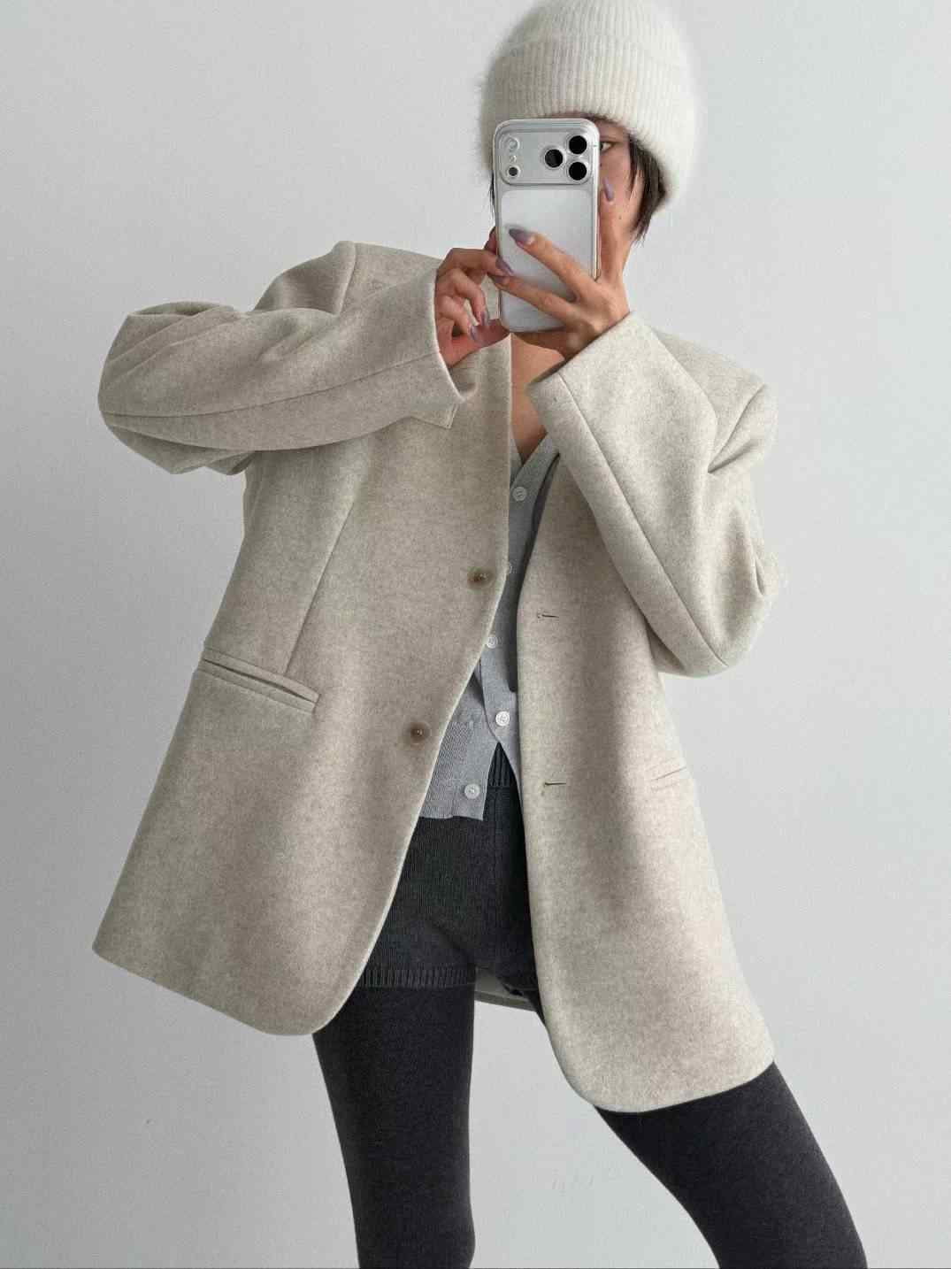 CELEB-셀럽-T韓國代購㊣女士新款人氣職業中長款大衣涂層CELEB-T中長款大衣