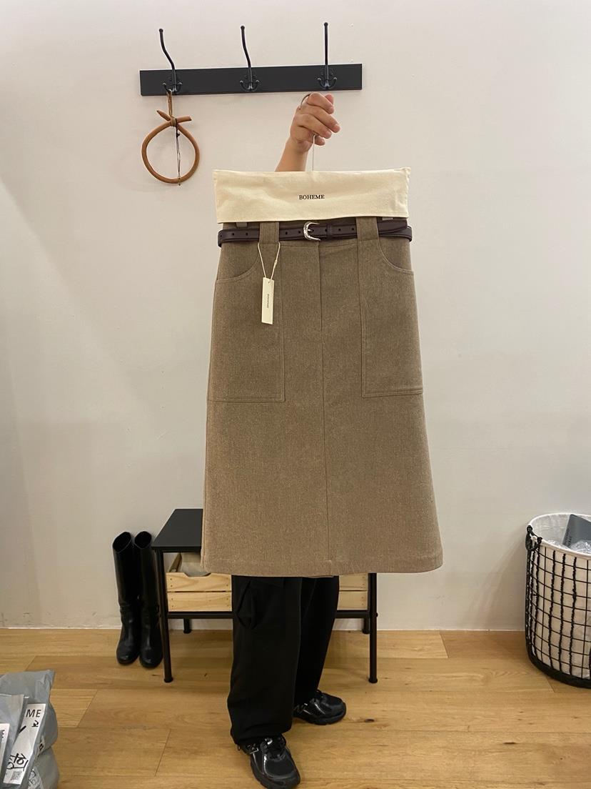 BOHEME韓國代購㊣女裝新款人氣熱賣職業推薦時尚25秋冬長裙羊毛BOHEME長裙