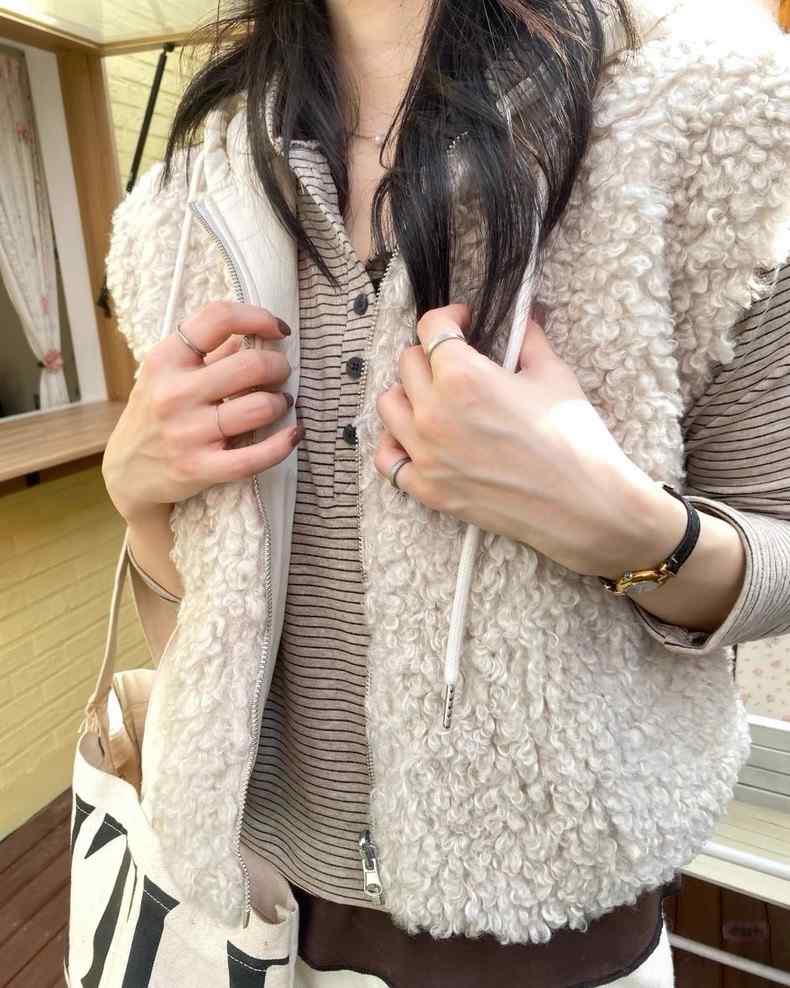 DOUZEMOIS東大門㊣實拍女裝新品25秋冬推薦職業馬甲羊毛雙面DOUZEMOIS馬甲