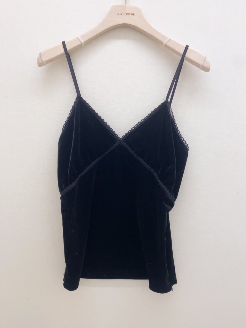 LOVE ROSIE韓國代購㊣女裝新款推薦時尚吊帶背心天鵝絨蕾絲LOVE ROSIE吊帶/背心