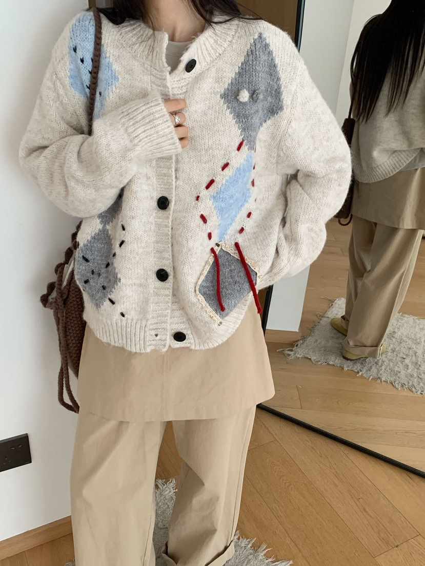 DOUZEMOIS韓國直郵㊣女裝新品人氣熱賣職業25秋冬毛衣羊毛開衫DOUZEMOIS毛衣