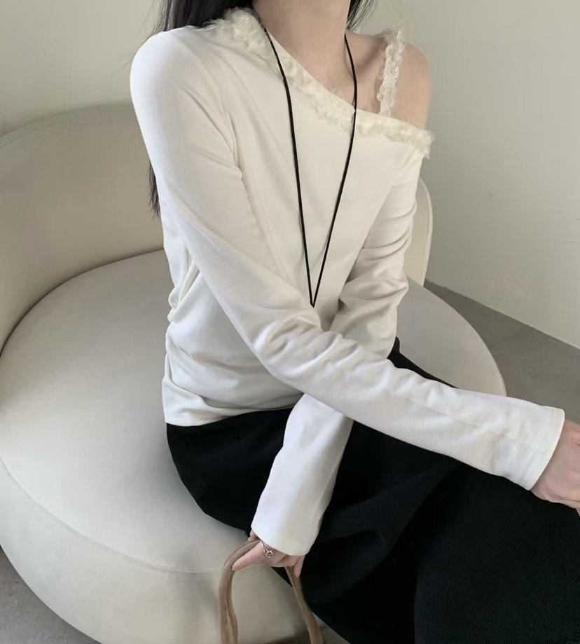 SYMBOL東大門㊣代購女裝新款真品職業時尚人氣推薦長袖T恤蕾絲SYMBOL長袖T恤