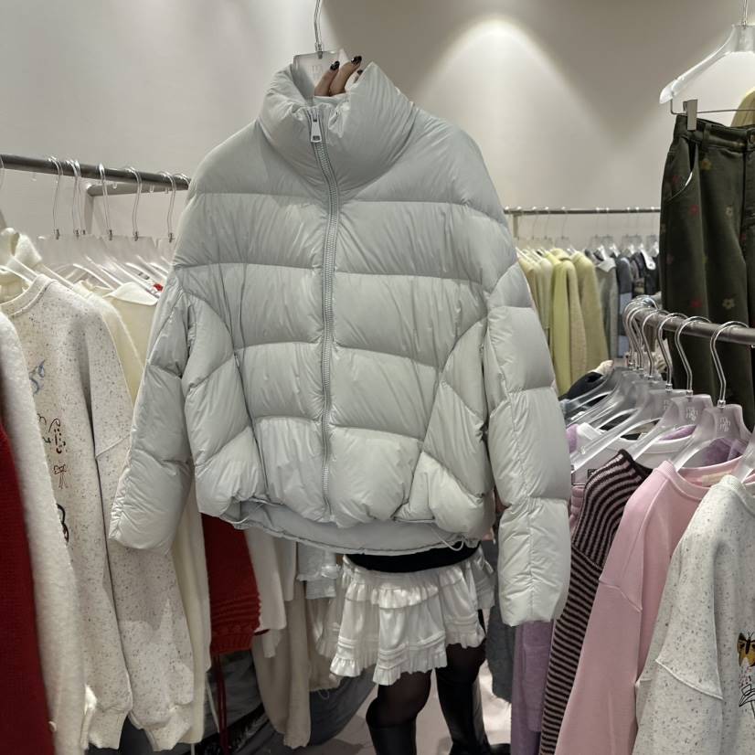 MIMME東大門㊣實拍女裝新品真品推薦時尚短款羽絨服條紋鵝絨MIMME短款羽絨服
