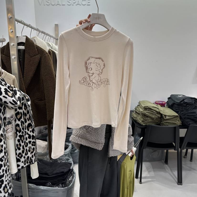 VISUAL SPACE韓國直郵㊣女士新品人氣職業25秋冬休閑長袖T恤VISUAL SPACE長袖T恤