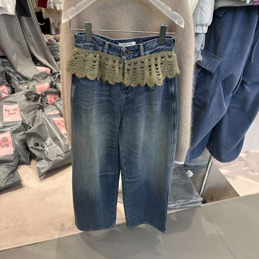 MIMME韓國直郵㊣女士新款職業時尚熱賣人氣推薦牛仔褲荷葉邊MIMME牛仔褲