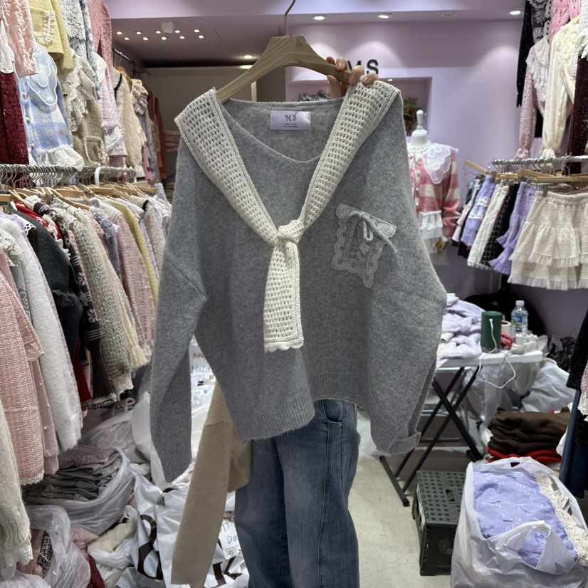 MS東大門㊣代購女裝新款人氣真品25秋冬推薦休閑熱賣毛衣披肩MS毛衣