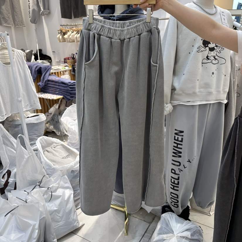 WASHBLUE東大門㊣直郵女裝新品時尚25秋冬熱賣休閑休閑褲羊毛WASHBLUE休閑褲