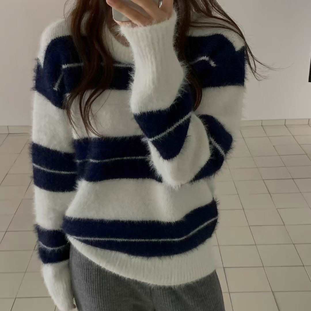 BREEZE-OT東大門㊣實拍女士新品人氣時尚真品熱賣針織衫條紋BREEZE-OT針織衫