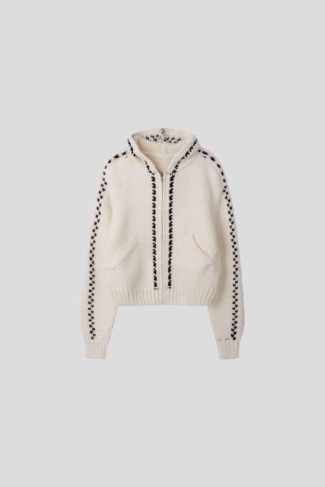 THE GGON東大門㊣實拍女士新品推薦人氣針織衫連帽針織衫拉鏈THE GGON針織衫