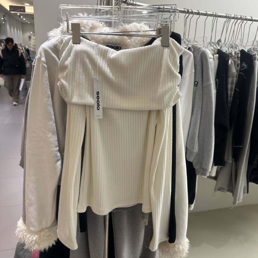 SEOLO東大門㊣實拍女士新款人氣職業時尚休閑25秋冬長袖T恤露肩Seolo seoul長袖T恤