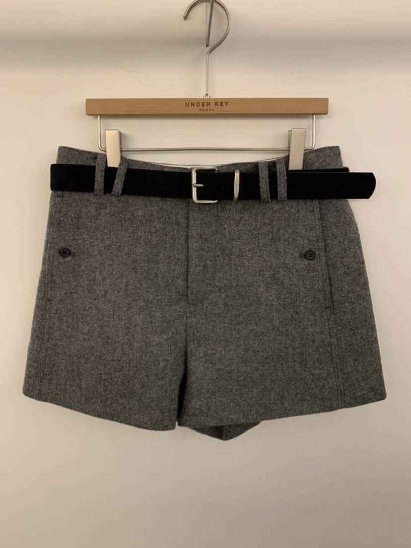 UNDER KEY東大門㊣直郵女士新品25秋冬真品休閑短褲含腰帶UNDER KEY短褲