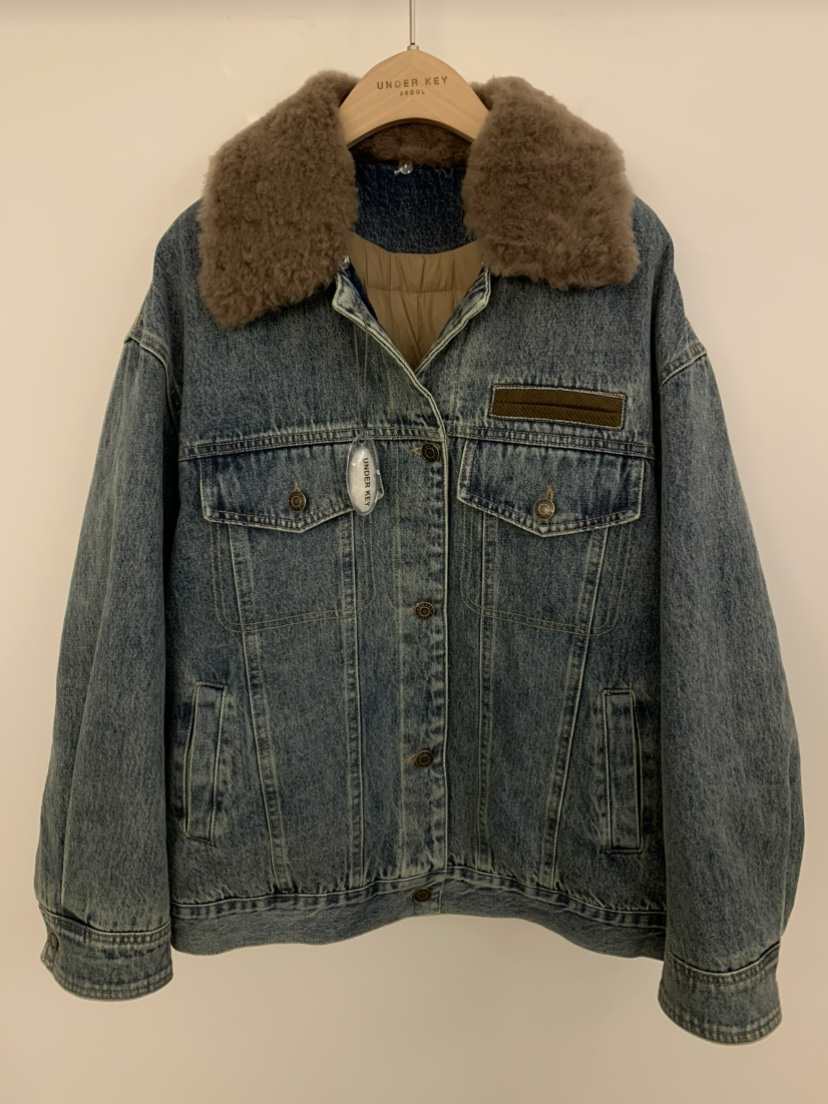 UNDER KEY東大門㊣代購女士新品推薦短款羽絨服可拆卸羊毛鴨絨UNDER KEY短款羽絨服