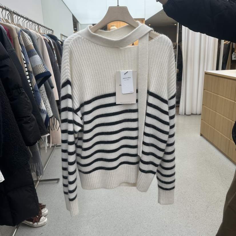 JUJU韓國代購㊣女士新品25秋冬休閑時尚人氣熱賣針織衫圍巾JUJU針織衫