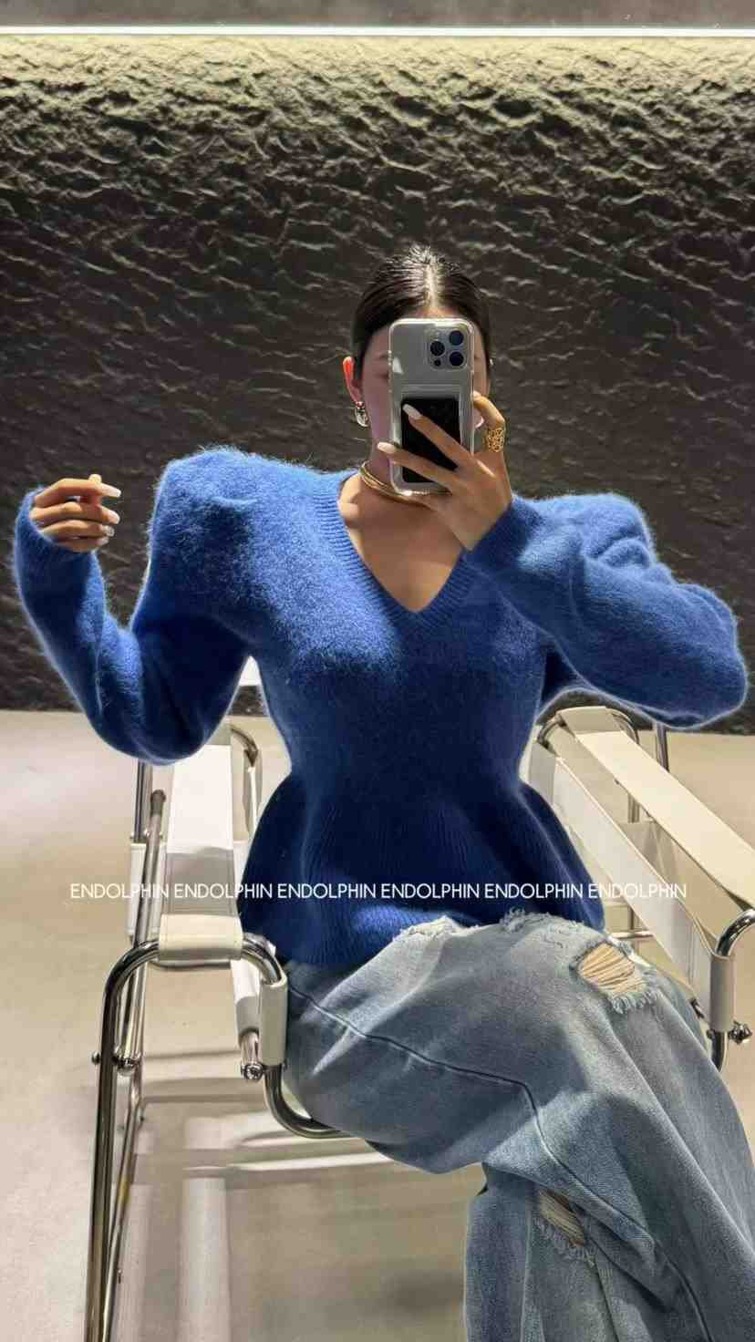 ENDOLPHIN韓國代購㊣女裝新款推薦熱賣真品職業時尚毛衣V領ENDOLPHIN毛衣