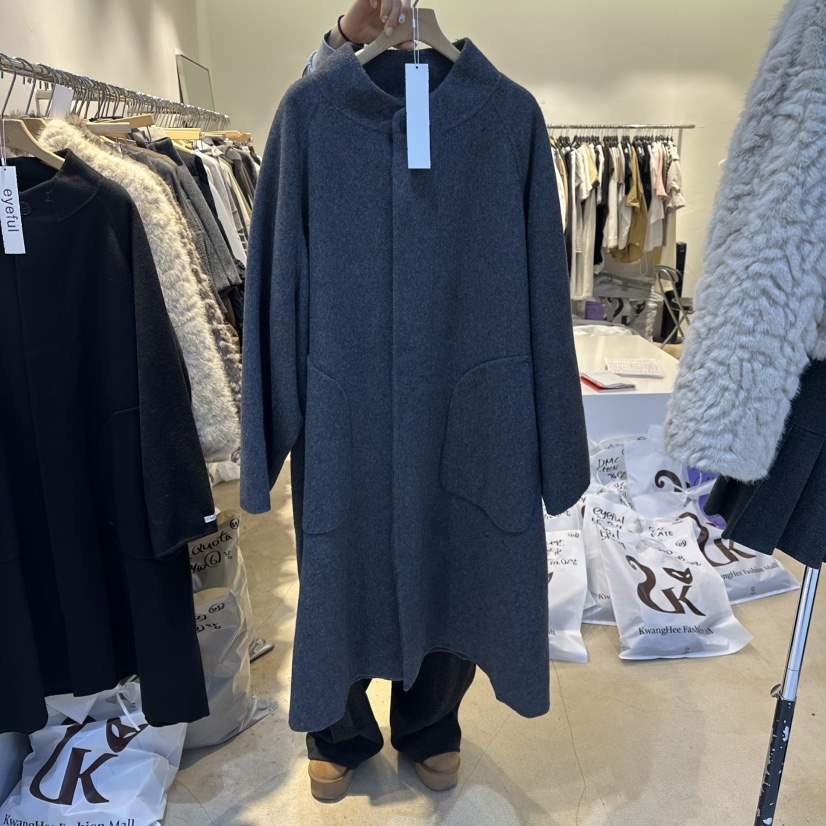 EYEFUL-Q東大門㊣實拍女士新款休閑熱賣真品人氣中長款大衣eyeful中長款大衣