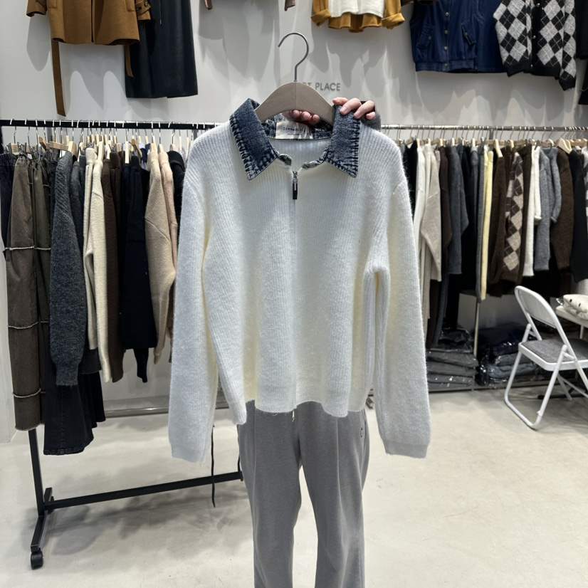 HOT PLACE韓國代購㊣女裝新款熱賣推薦人氣時尚25秋冬毛衣拉鏈HOT PLACE_ISSUE/DREAM GIRIS毛衣