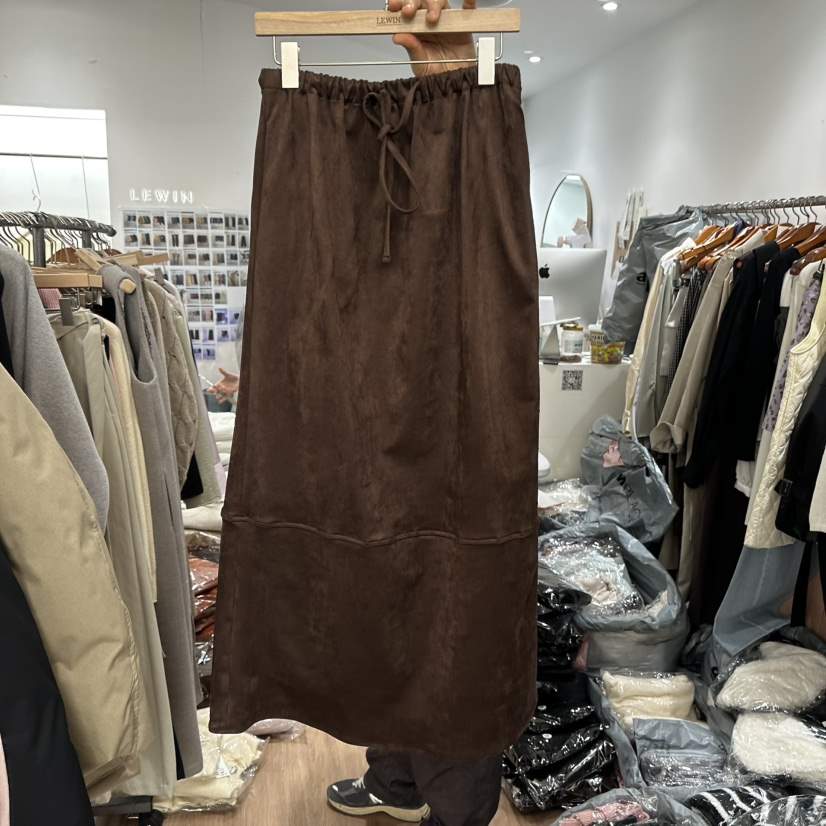 LEWIN韓國代購㊣女士新款推薦真品職業休閑25秋冬人氣長裙麂皮LEWIN長裙