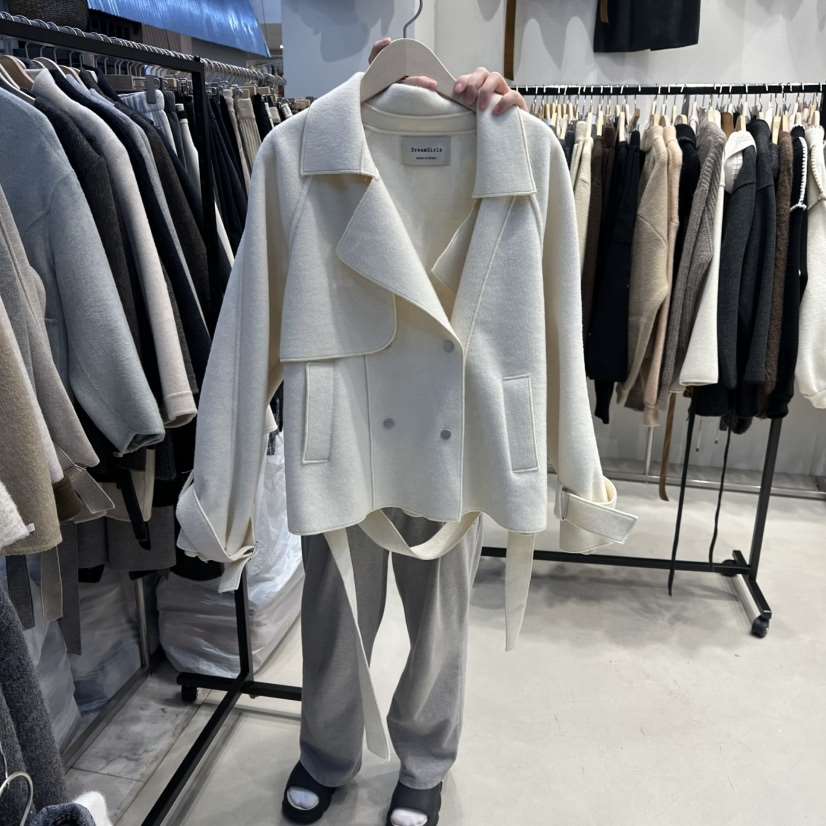 HOT PLACE韓國直郵㊣女士新品25秋冬人氣短款大衣含腰帶羊毛HOT PLACE_ISSUE/DREAM GIRIS短款大衣