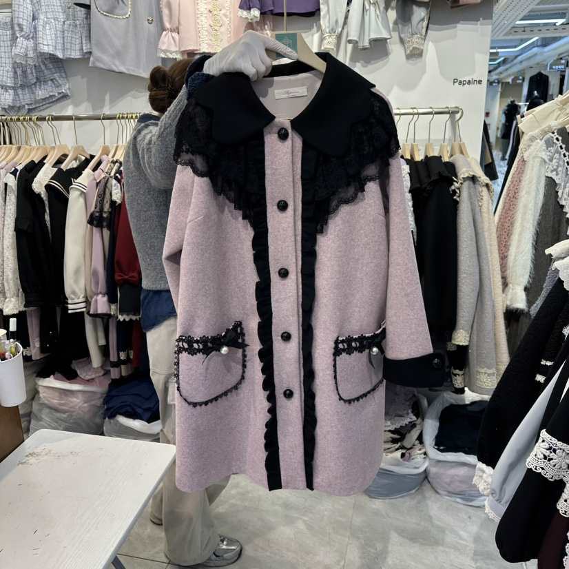 PAPA東大門㊣實拍女士新品人氣推薦職業真品中長款大衣涂層PaPa/HALMADE中長款大衣