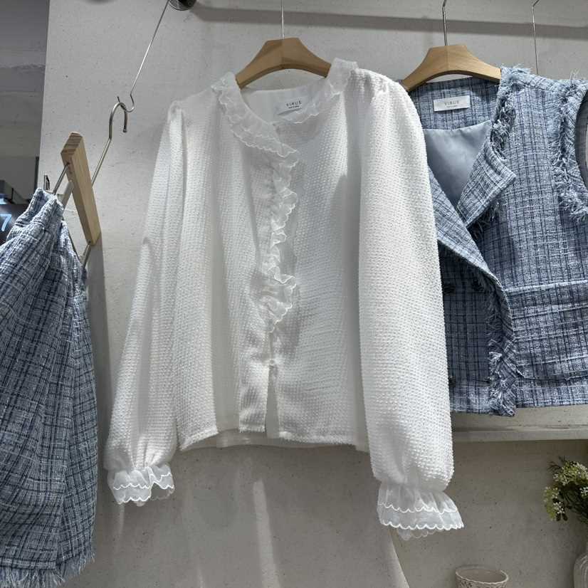 VIRUS韓國直郵㊣女裝新品休閑熱賣25秋冬推薦人氣襯衫蕾絲衫VIRUS襯衫/蕾絲衫