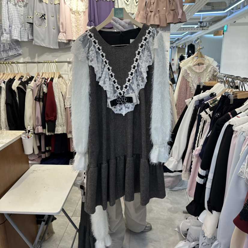 PAPA韓國代購㊣女士新品休閑時尚人氣25秋冬推薦連衣裙格子PaPa/HALMADE連衣裙