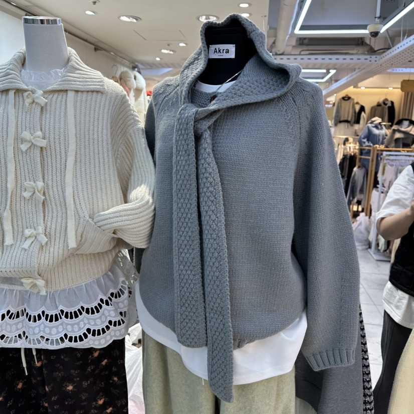 AKRA BY ART韓國代購㊣女裝新款職業時尚熱賣毛衣含圍巾套裝AKRA BY ART毛衣