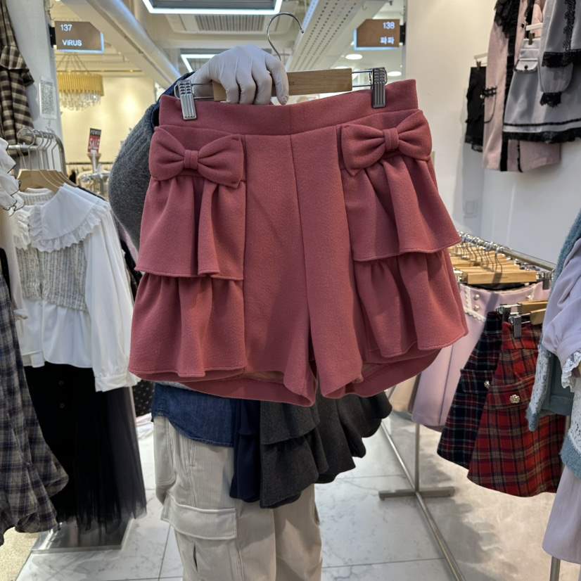 PAPA東大門㊣代購女裝新款25秋冬職業推薦人氣休閑短褲荷葉邊PaPa/HALMADE短褲