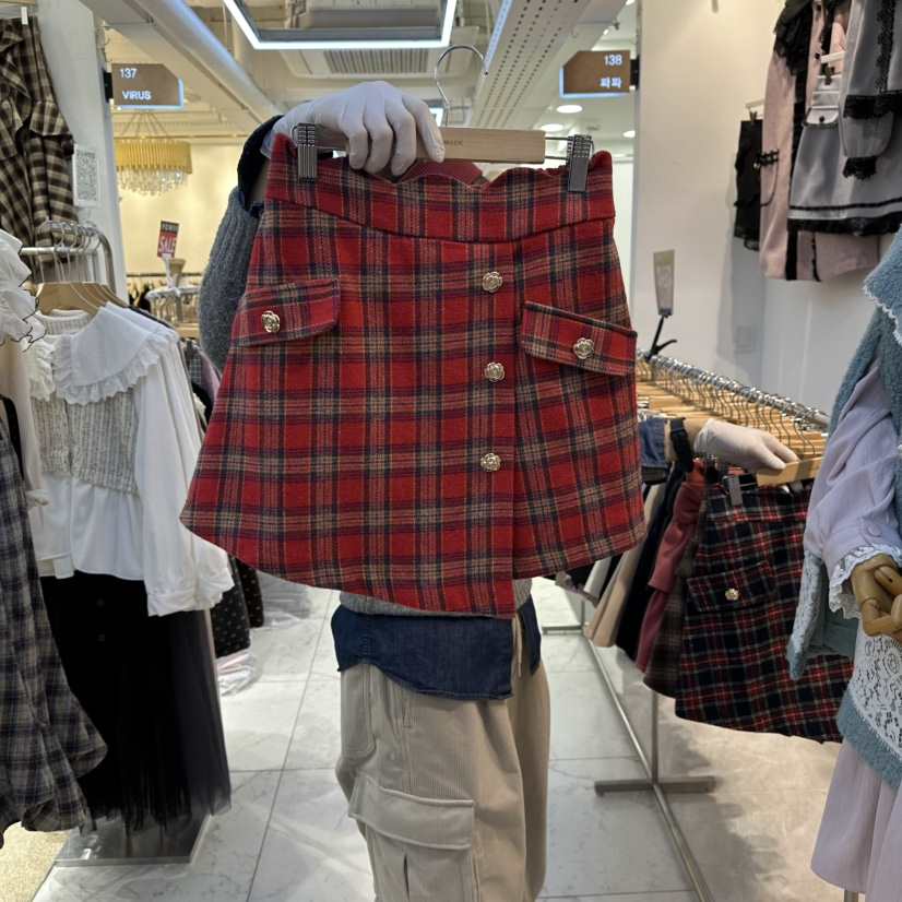 PAPA韓國直郵㊣女裝新品時尚人氣推薦熱賣休閑職業裙褲格子PaPa/HALMADE裙褲