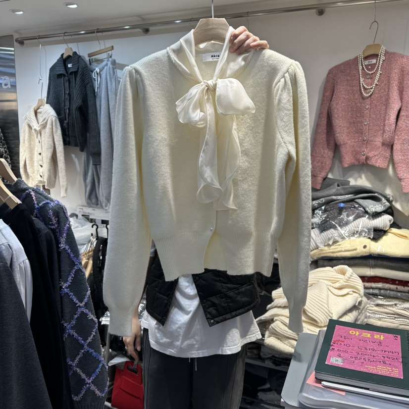 AKRA BY ART東大門㊣代購女士新款25秋冬休閑針織衫系帶開衫AKRA BY ART針織衫