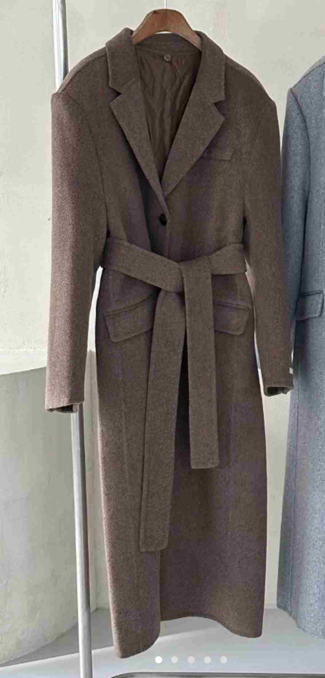 OLZE-올제-T東大門㊣代購女士新款真品時尚中長款大衣含腰帶OLZE-올제-T中長款大衣