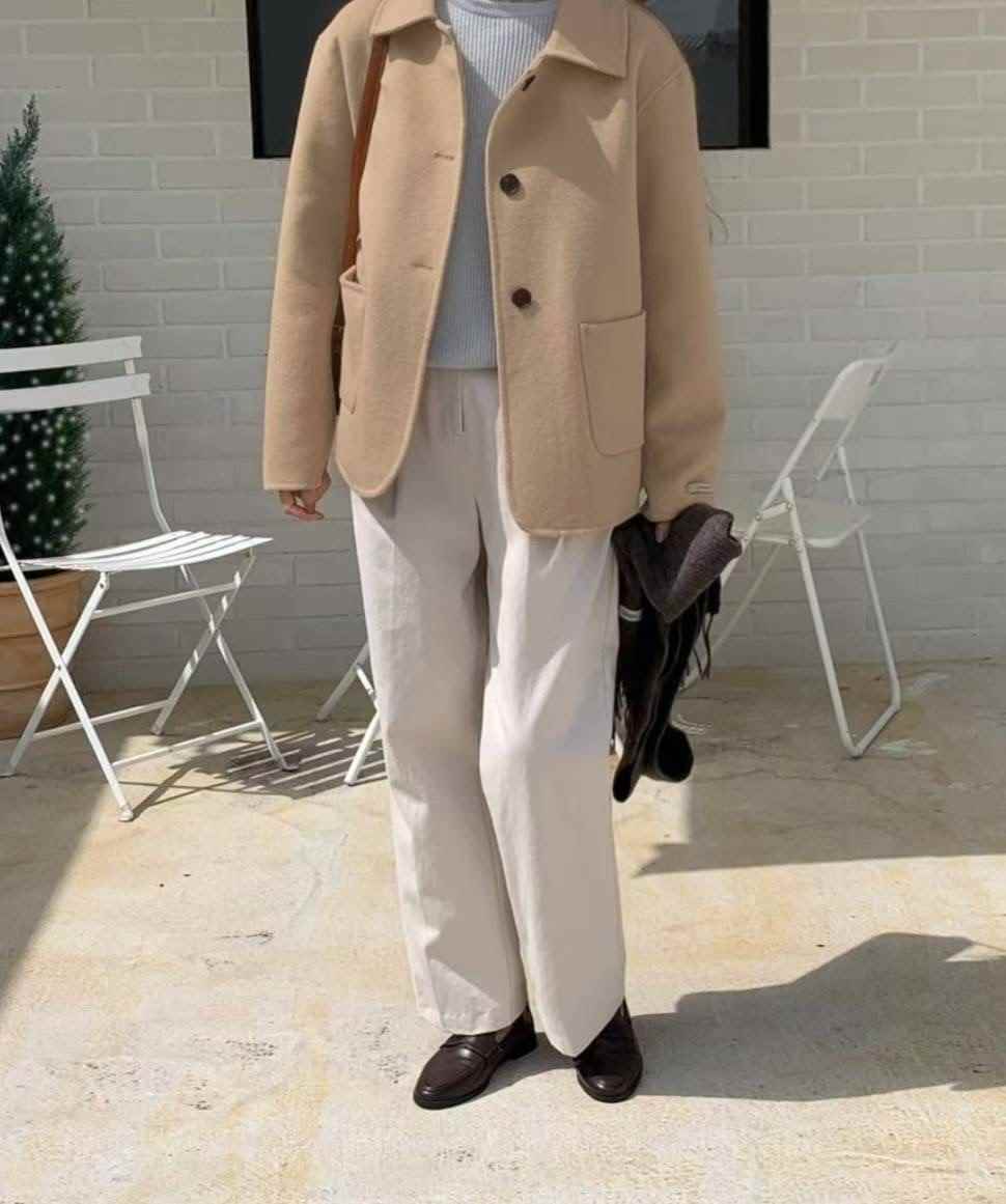 OLZE-올제-T韓國直郵㊣女裝新品熱賣時尚人氣短款大衣手工OLZE-올제-T短款大衣