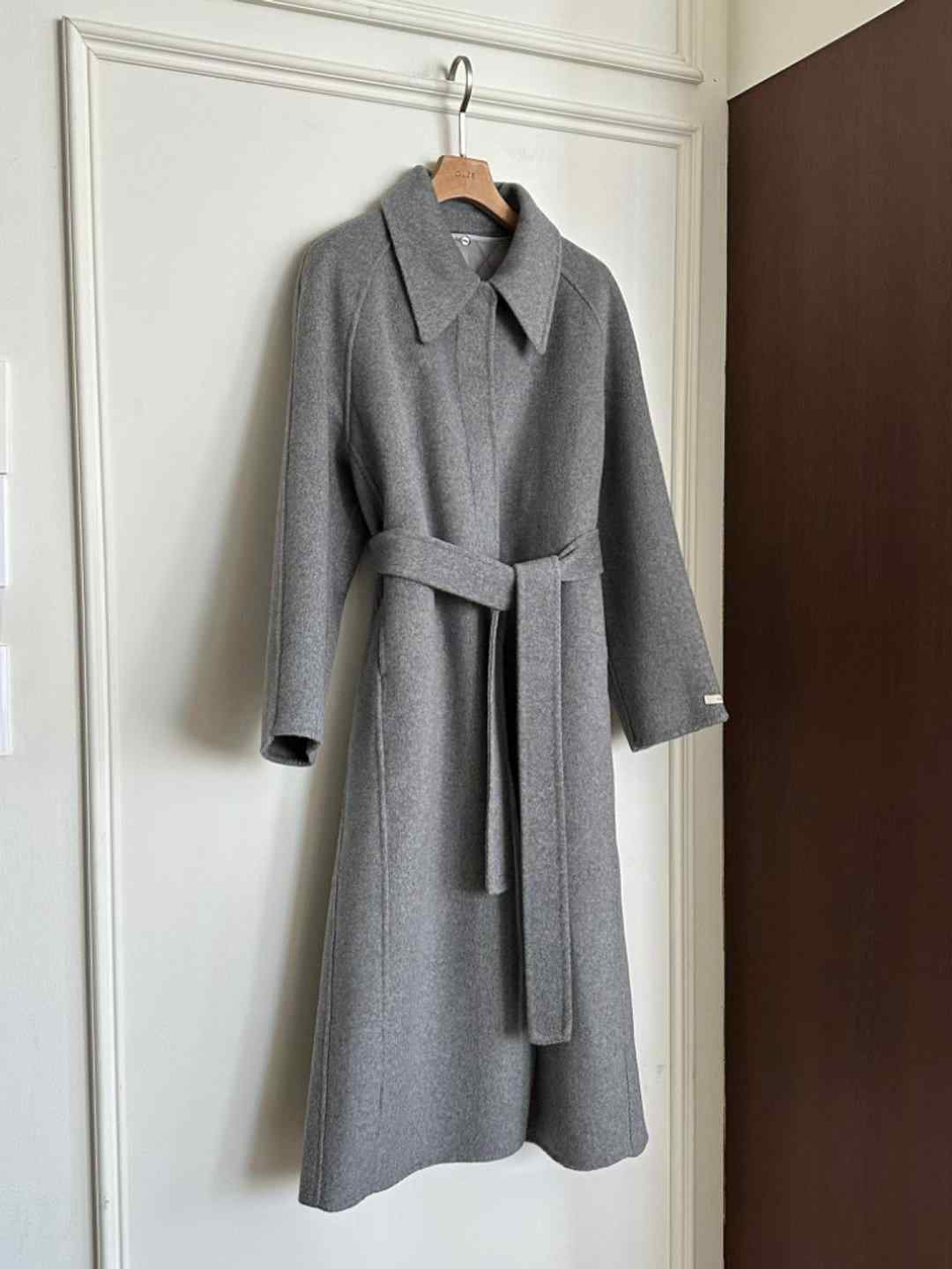 OLZE-올제-T韓國代購㊣女裝新款職業25秋冬中長款大衣含腰帶OLZE-올제-T中長款大衣