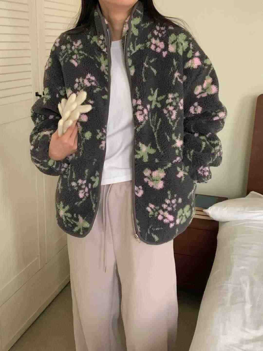 INOUF東大門㊣實拍女裝新品熱賣職業推薦休閑人氣25秋冬夾克花朵INOUF/FLUTTER夾克