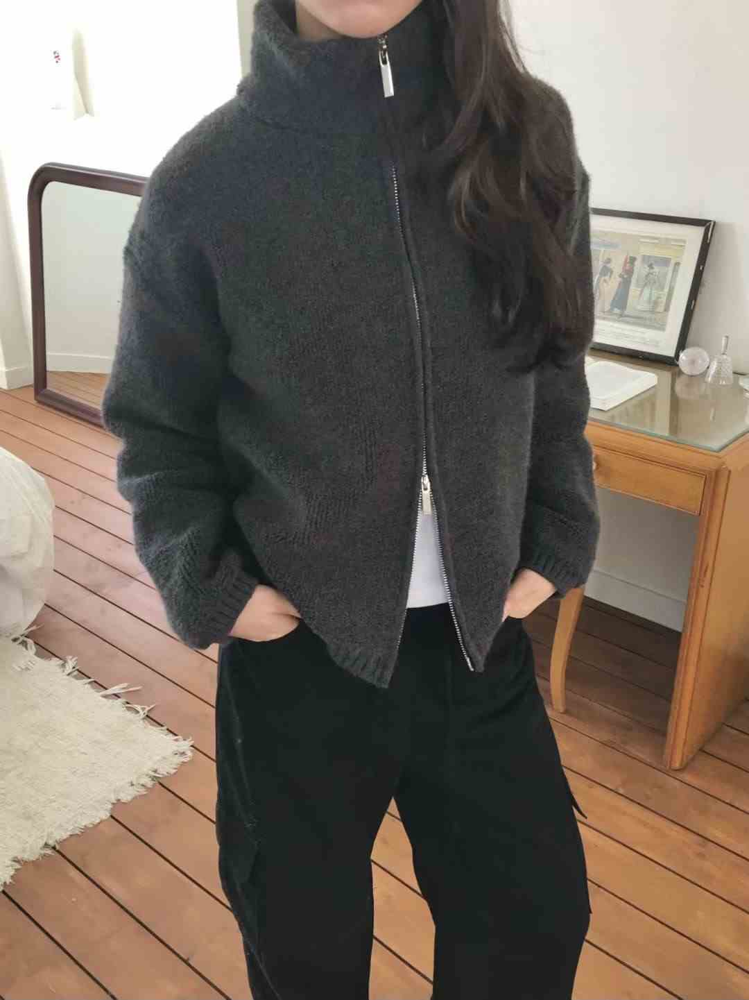 AGATHE韓國直郵㊣女士新款時尚職業25秋冬推薦真品夾克拉鏈AGATHE夾克