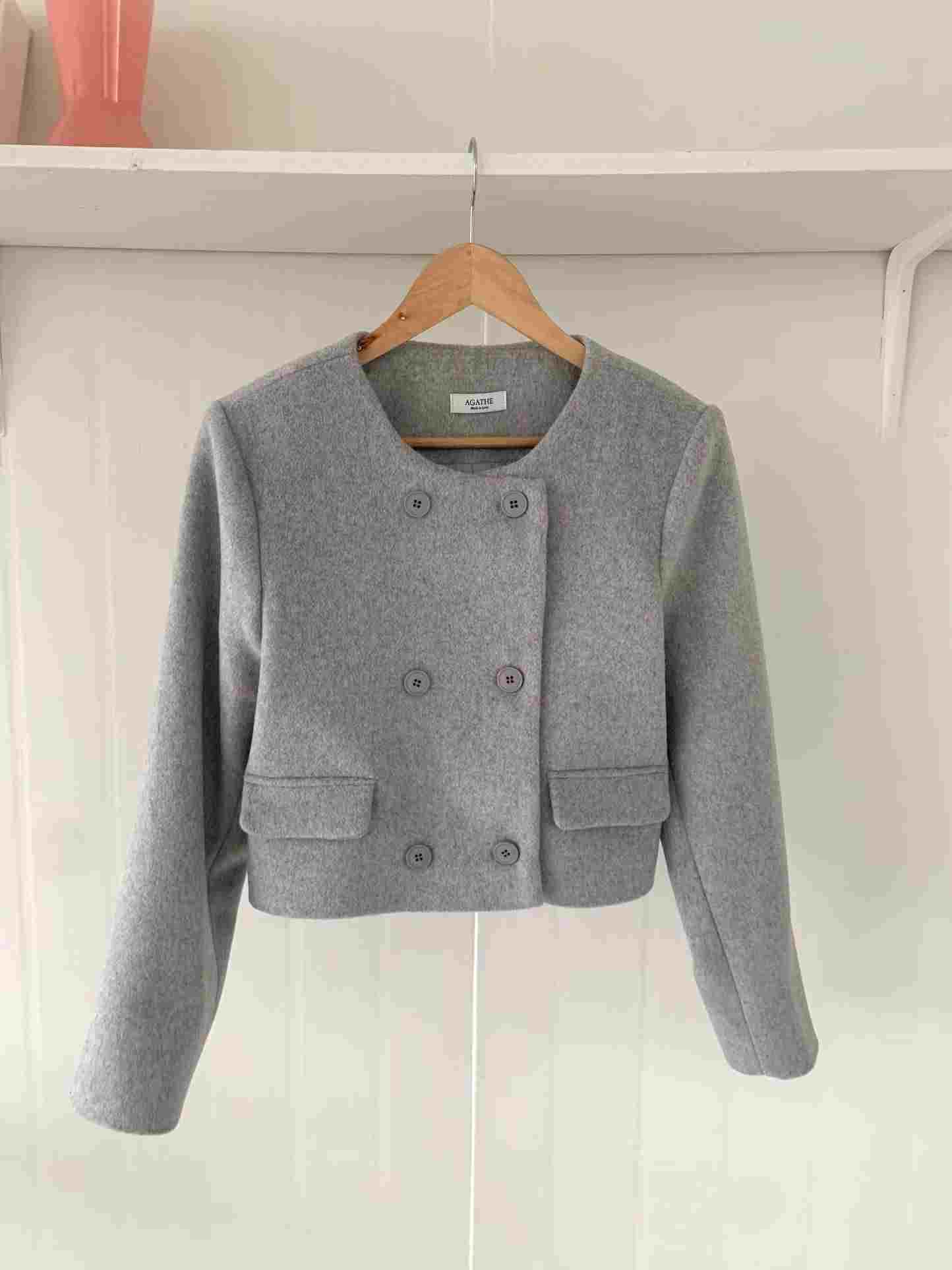 AGATHE東大門㊣直郵女裝新款熱賣真品時尚25秋冬短款大衣羊毛AGATHE短款大衣