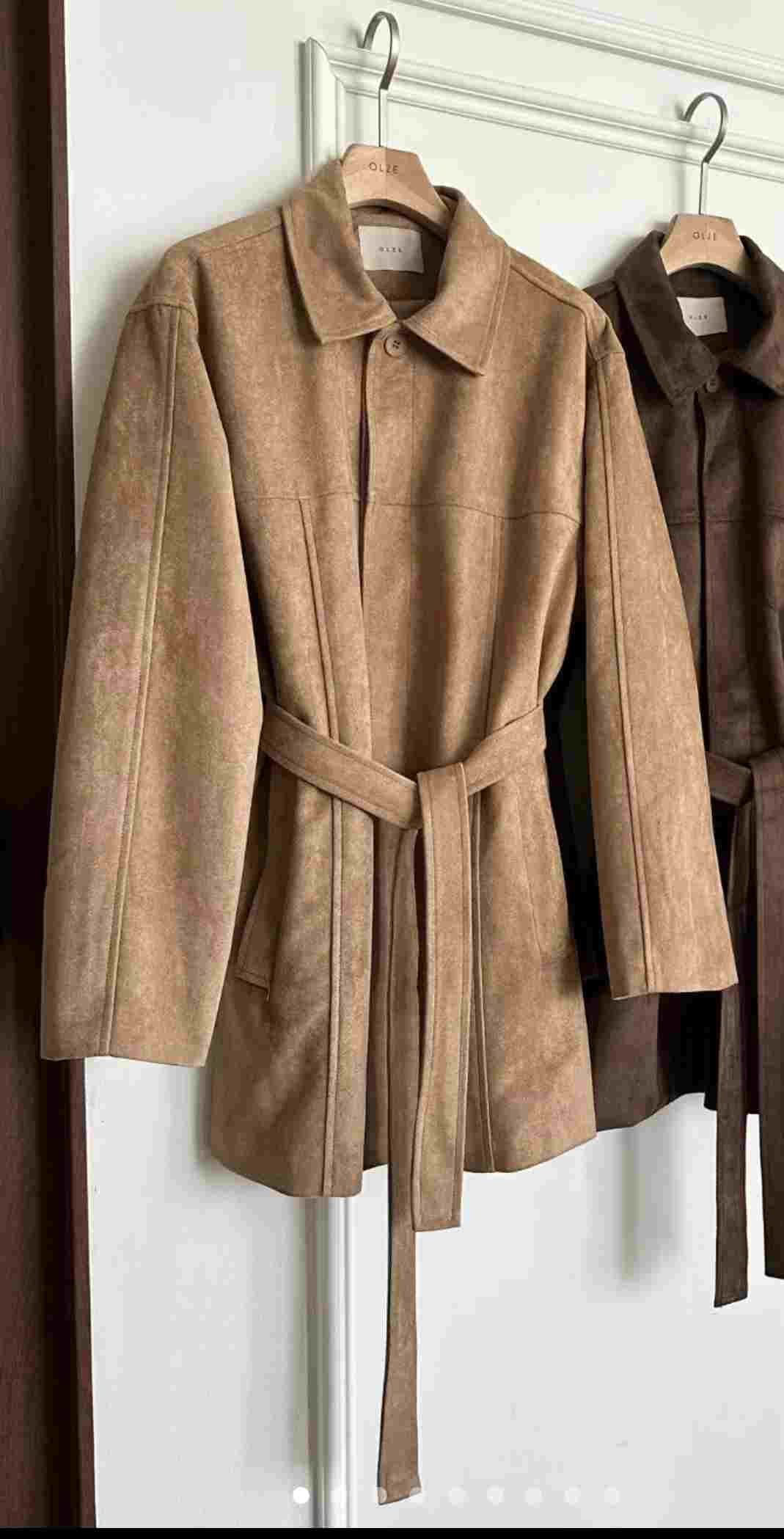 OLZE-올제-T韓國直郵㊣女士新品真品推薦職業短款大衣含腰帶OLZE-올제-T短款大衣