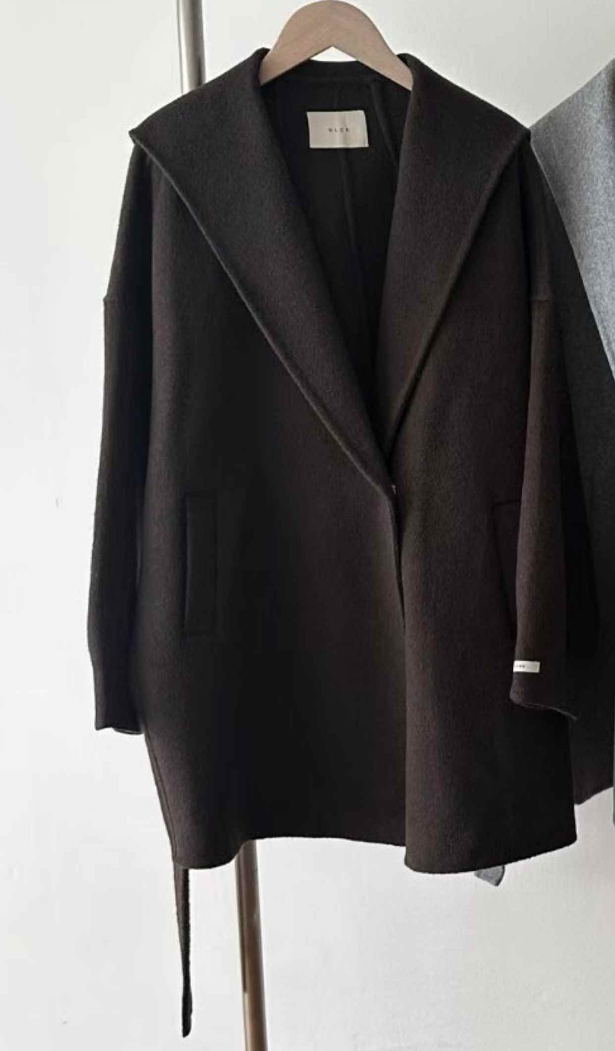 OLZE-올제-T韓國代購㊣女士新款時尚人氣休閑短款大衣含腰帶OLZE-올제-T短款大衣