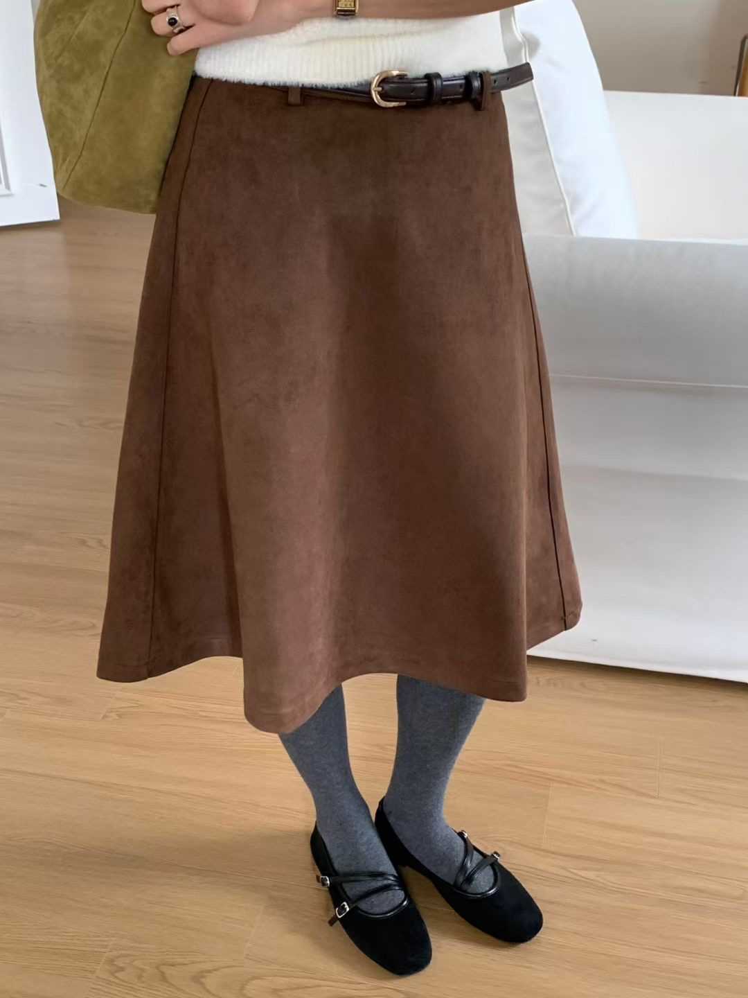 SIGNATURE東大門㊣直郵女裝新款推薦熱賣真品長裙不含腰帶麂皮SIGNATURE長裙