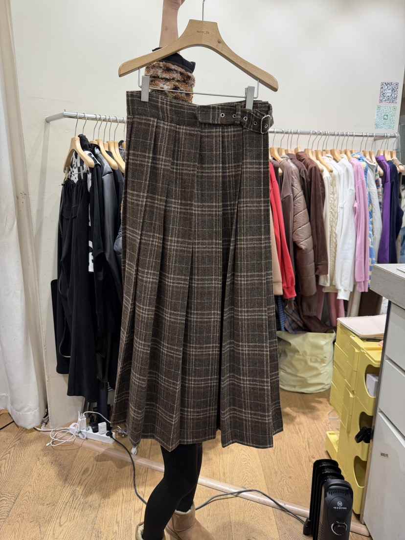 AUVERFIT東大門㊣直郵女士新品人氣熱賣25秋冬推薦長裙格子AUVERFIT長裙