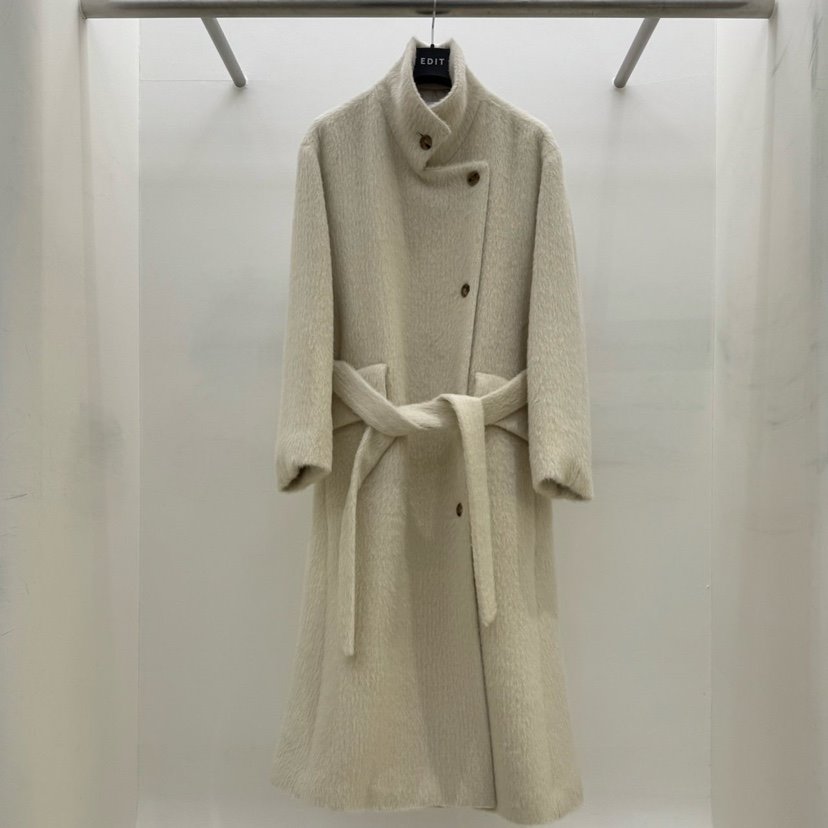 EDIT東大門㊣實拍女裝新款人氣職業熱賣時尚中長款大衣含腰帶EDIT中長款大衣