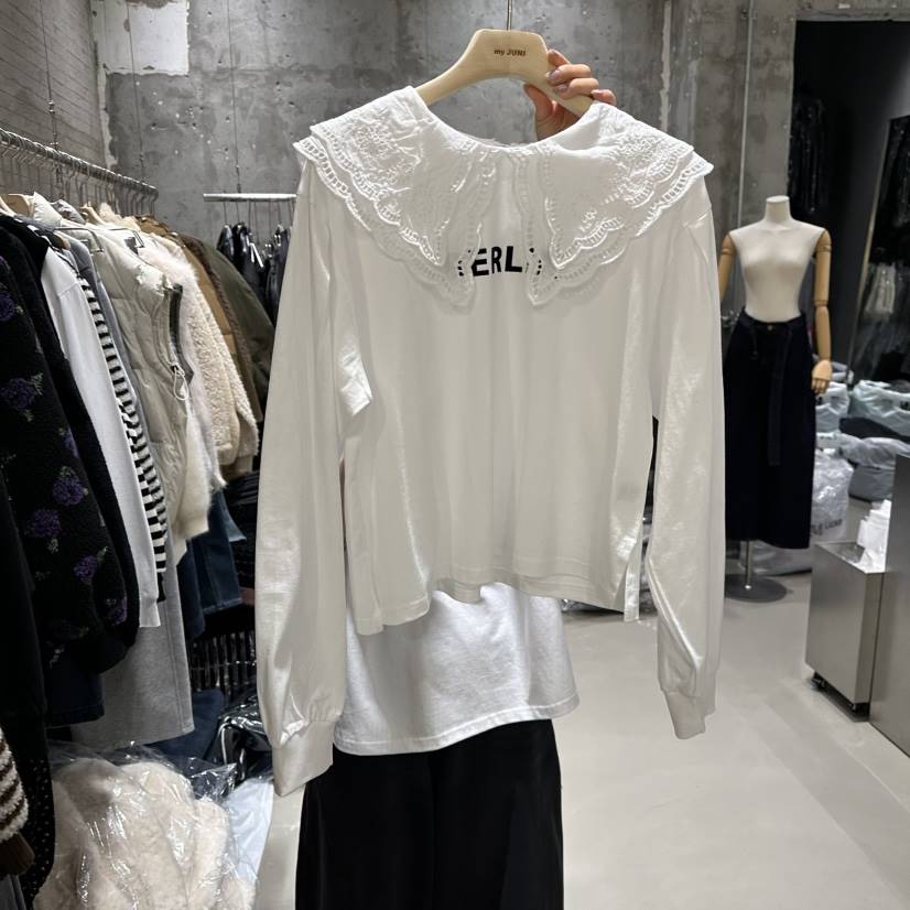 JUNI韓國直郵㊣女裝新品人氣休閑25秋冬時尚職業推薦長袖T恤my juni長袖T恤