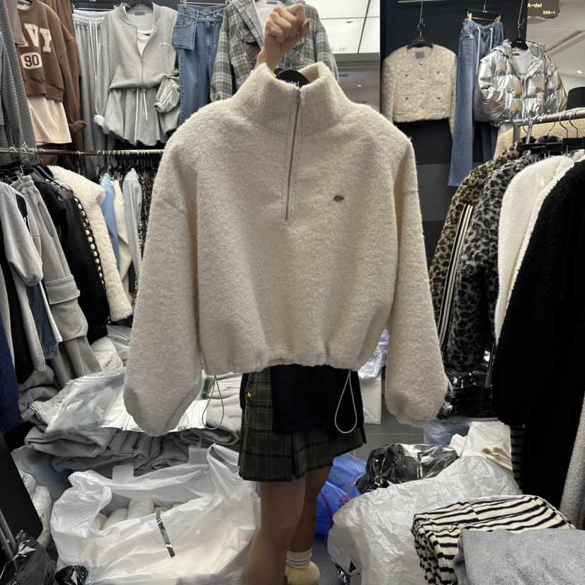 A-DEL東大門㊣實拍女士新款休閑25秋冬時尚人氣衛衣加絨拉鏈A-DEL衛衣