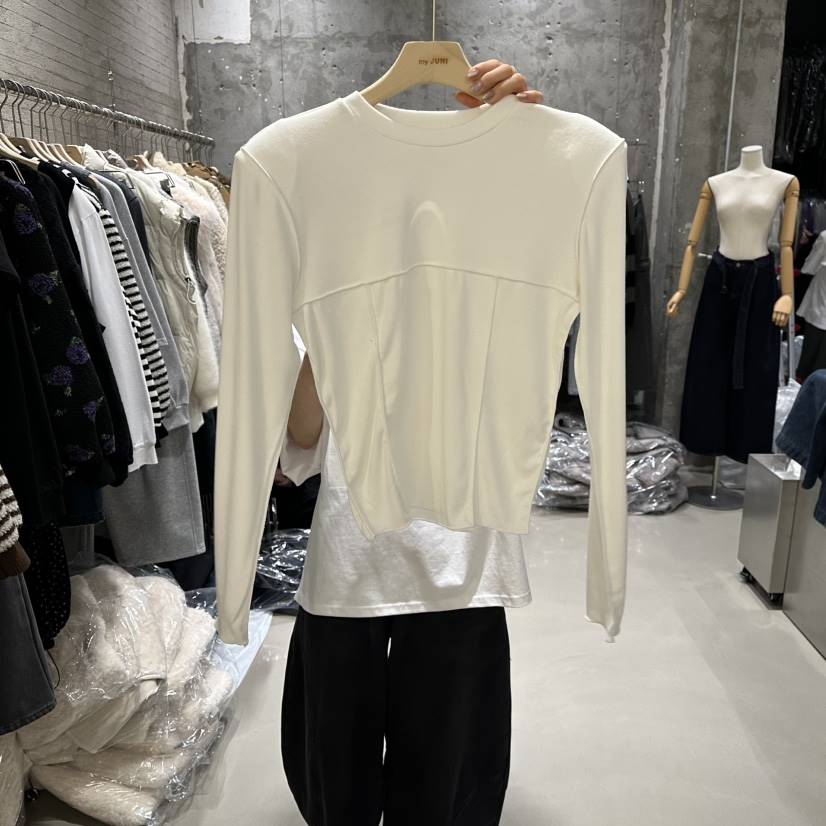 JUNI韓國直郵㊣女裝新品25秋冬職業真品熱賣時尚推薦長袖T恤my juni長袖T恤