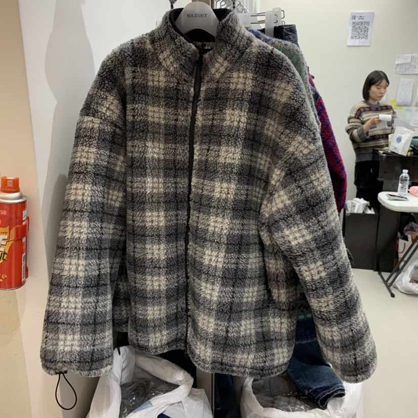 SOLD OUT東大門㊣直郵女裝新款休閑真品25秋冬夾克格紋抓絨SOLD OUT夾克