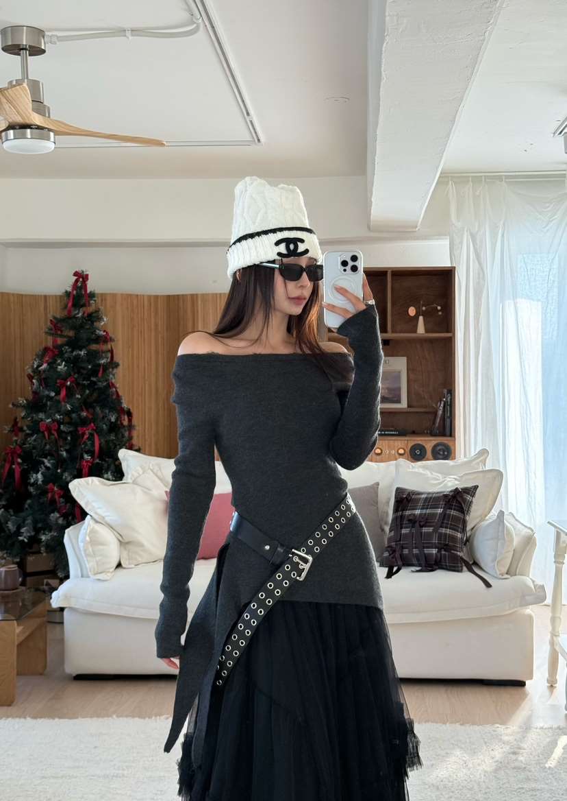 DENVER韓國代購㊣女裝新品25秋冬職業熱賣針織衫不含腰帶蕾絲DENVER針織衫