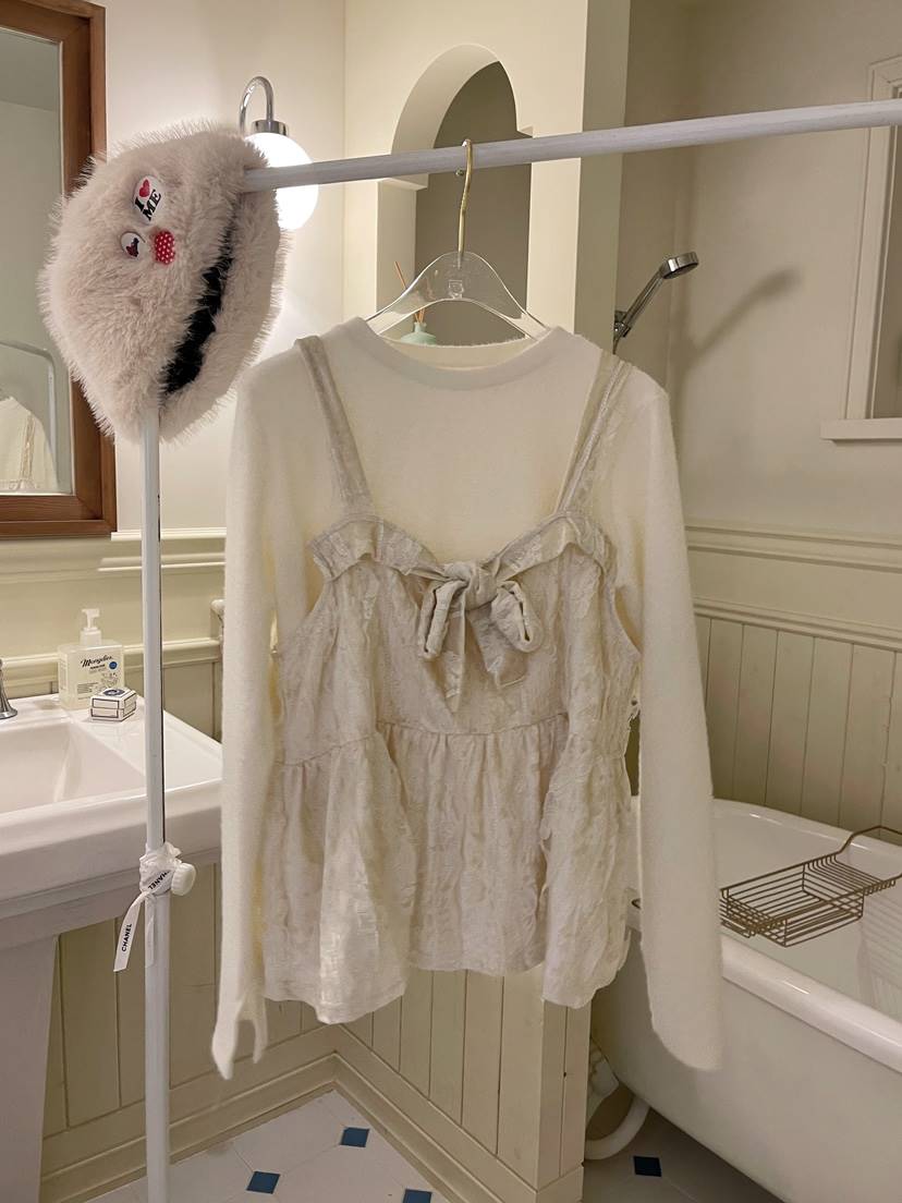 BOUTIQUE-L韓國代購㊣女裝新品25秋冬長袖T恤天鵝絨假兩件BOUTIQUE-L長袖T恤